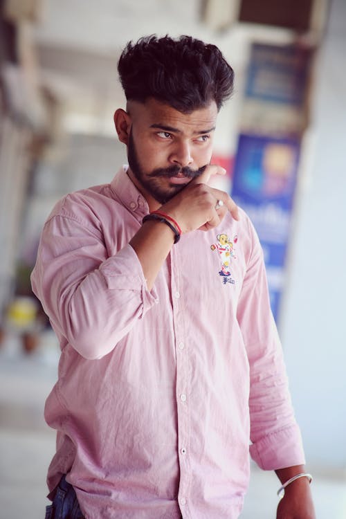 Free Man in Pink Dress Shirt Stock Photo