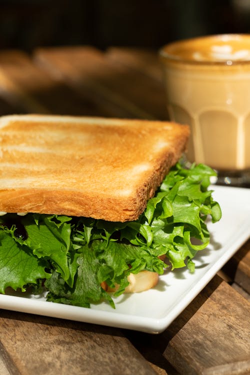 Free Toasted Bread with Lettuce Filling Stock Photo