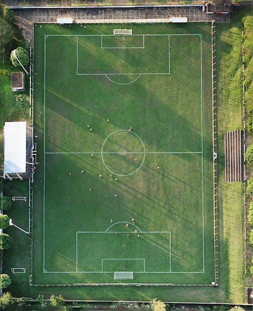 Aerial View of Green Soccer Field