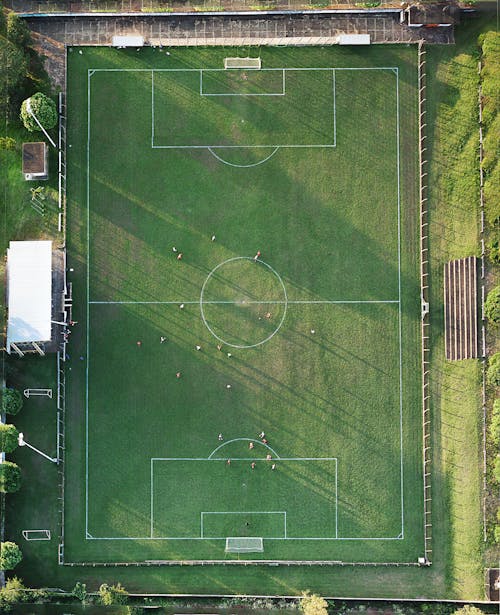 Kostenloses Stock Foto zu drohne erschossen, fußballfeld, luftaufnahme