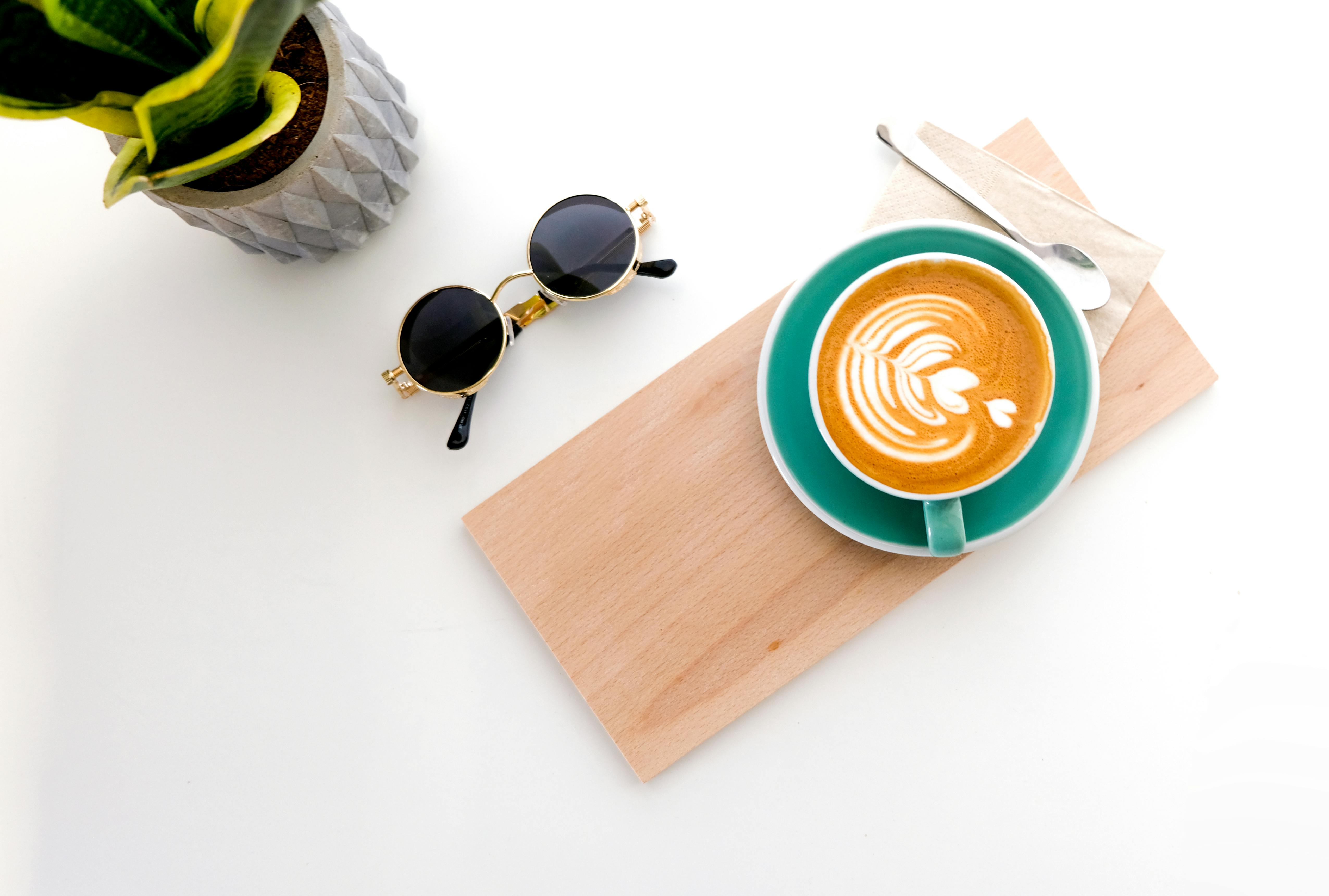 Cup Of Latte On Wooden Tray, · Free Stock Photo