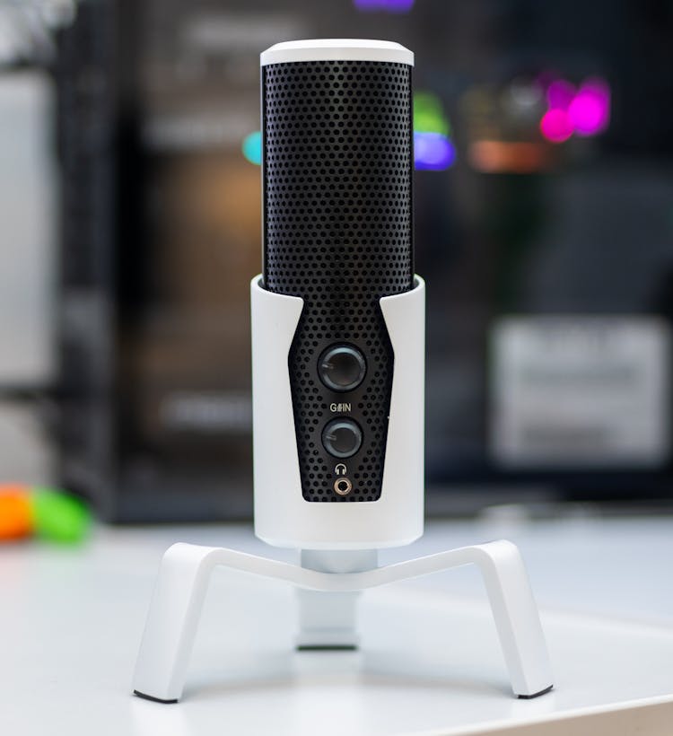 Black And White Colored Microphone In A Studio