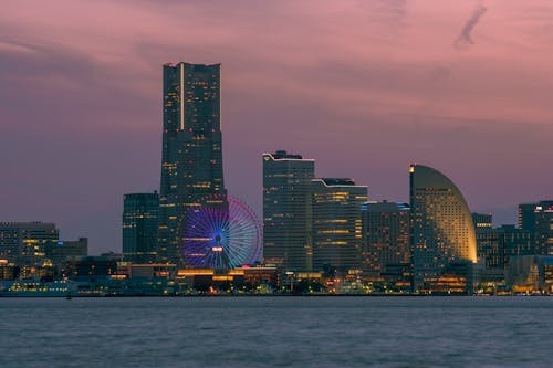City Waterfront and Pink Sky