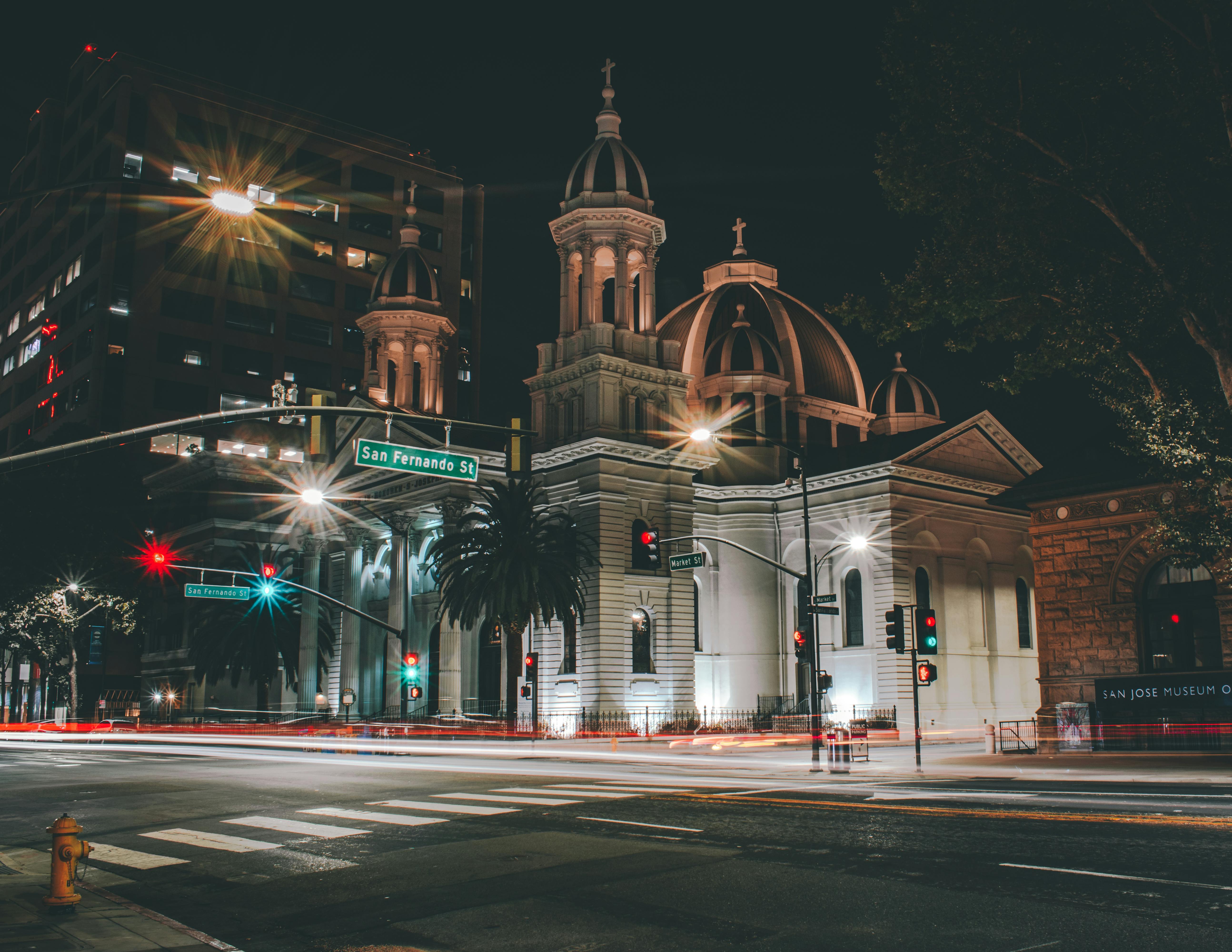 Free stock photo of building, church building, light trails
