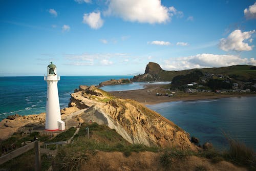 Aerial Shot of the Lighthouse at Castlepoint, New Zealand