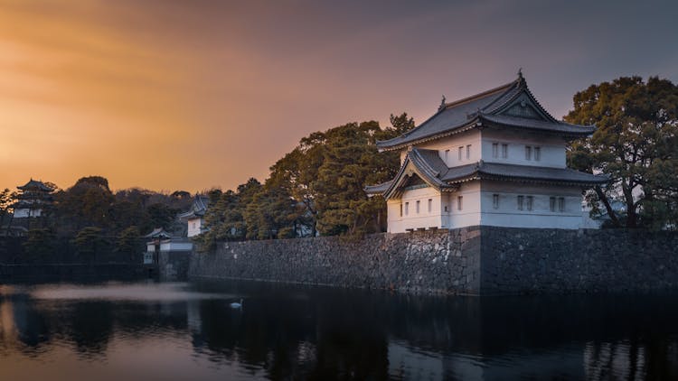 Tokyo Imperial Palace At Sunset