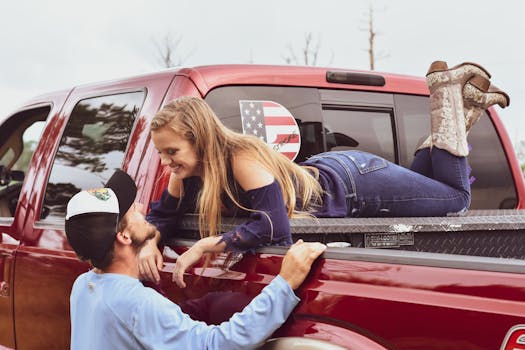 Woman On Truck Box