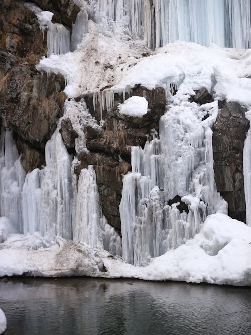 Frozen Waterfalls in Close Up Shot