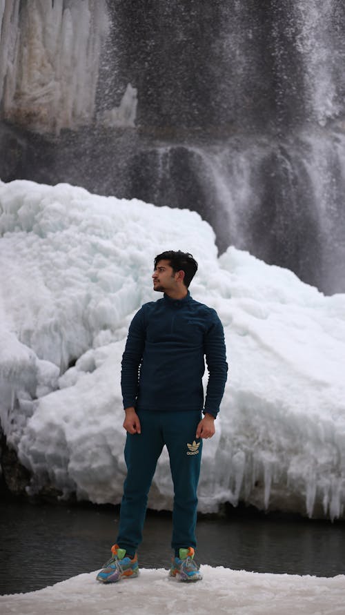 Man in Jacket Standing on the Ice