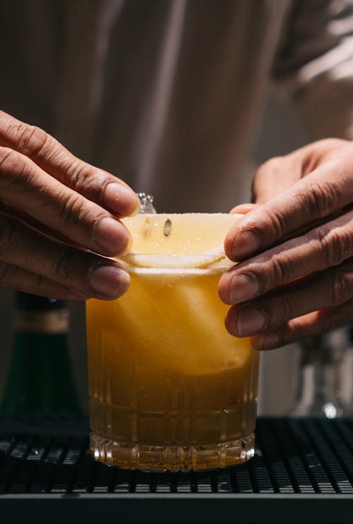  Clear Drinking Glass With Yellow Liquid