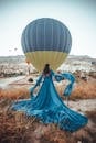 Blue and White Hot Air Balloon