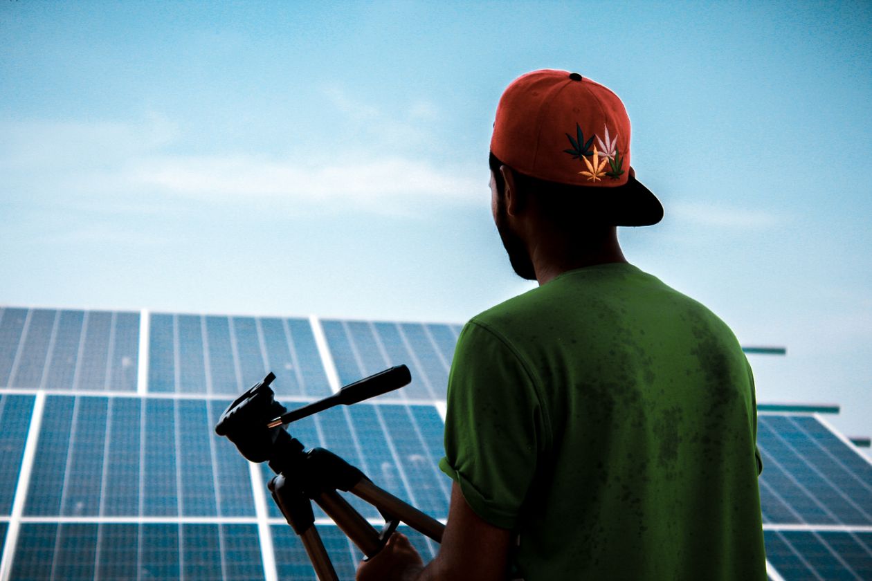 Wind turbines and solar panels sustainable energy landscape