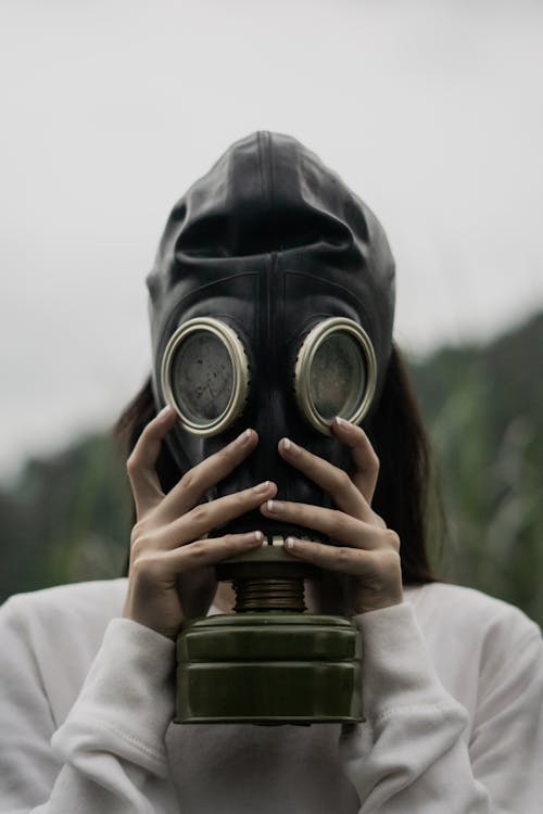Person in Gas Mask