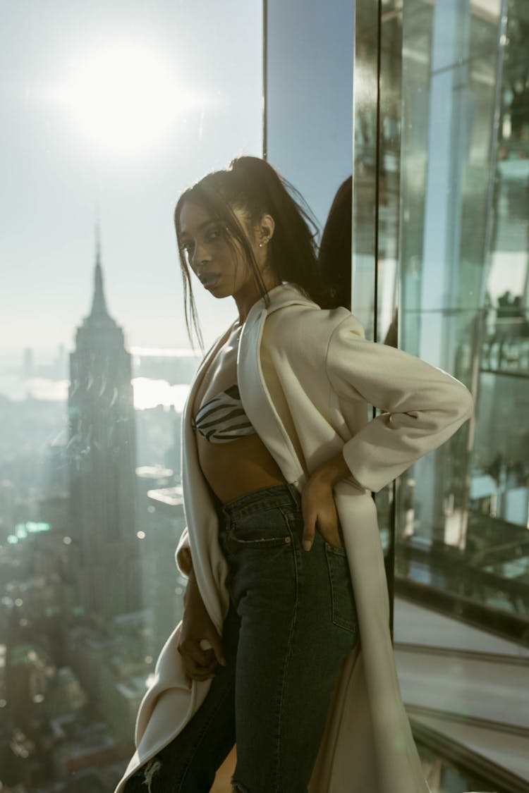 Woman Posing In Observation Tower In New 