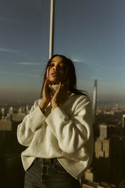 Woman Wearing White Sweater