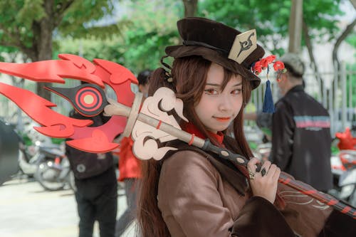 A Woman Wearing Game Character Costume