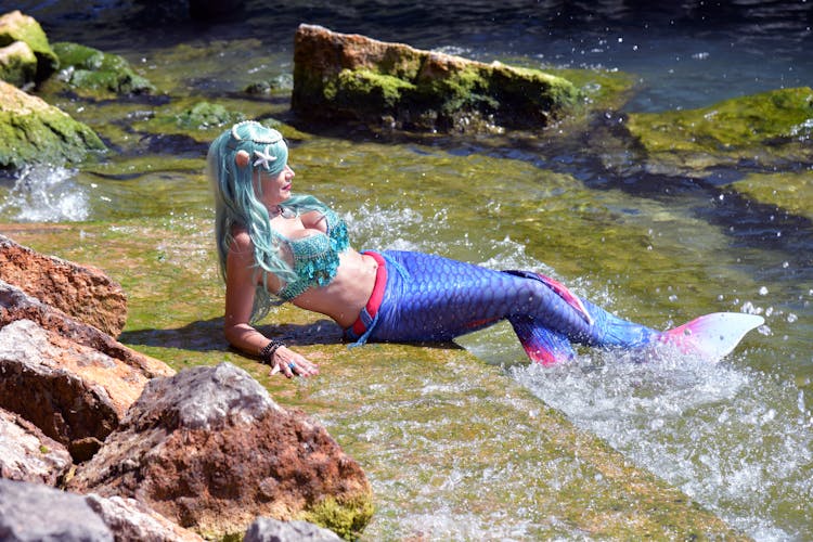 Woman Wearing A Mermaid Costume