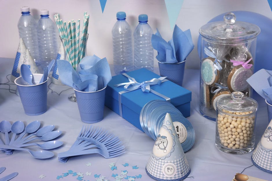 Close-up Photo of Blue-and-white Dinnerware Set on Table