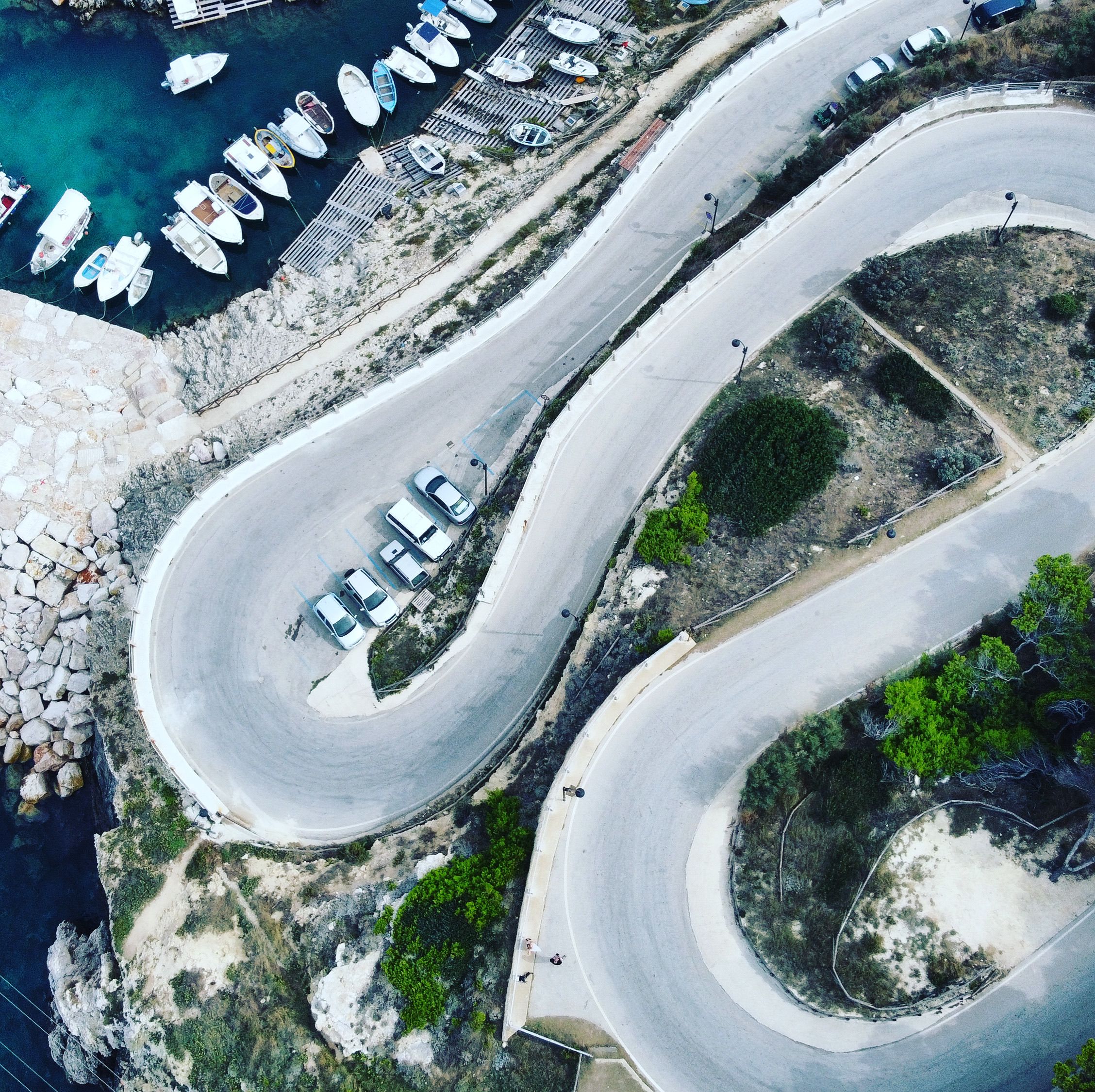 Car driving along a beautiful coastal road in Croatia