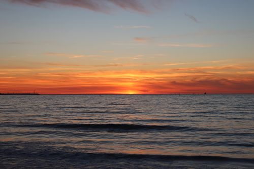 Free Capture the breathtaking sunset over Tanger's ocean horizon with vibrant colors. Stock Photo