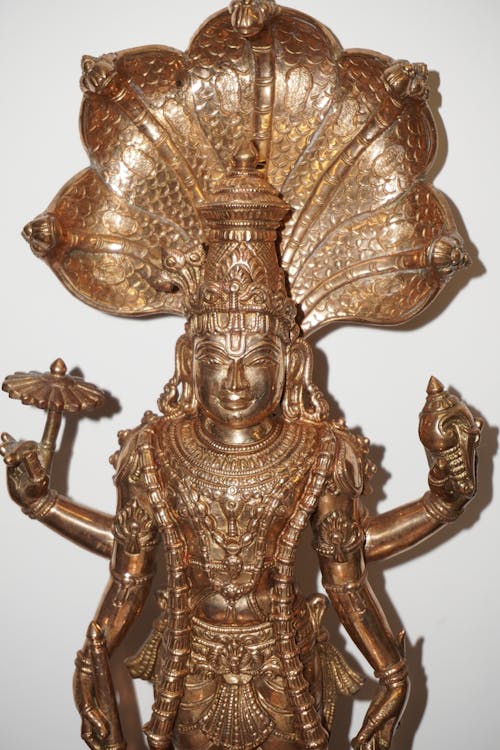 Free Lord Vishnu Golden Brass Stock Photo