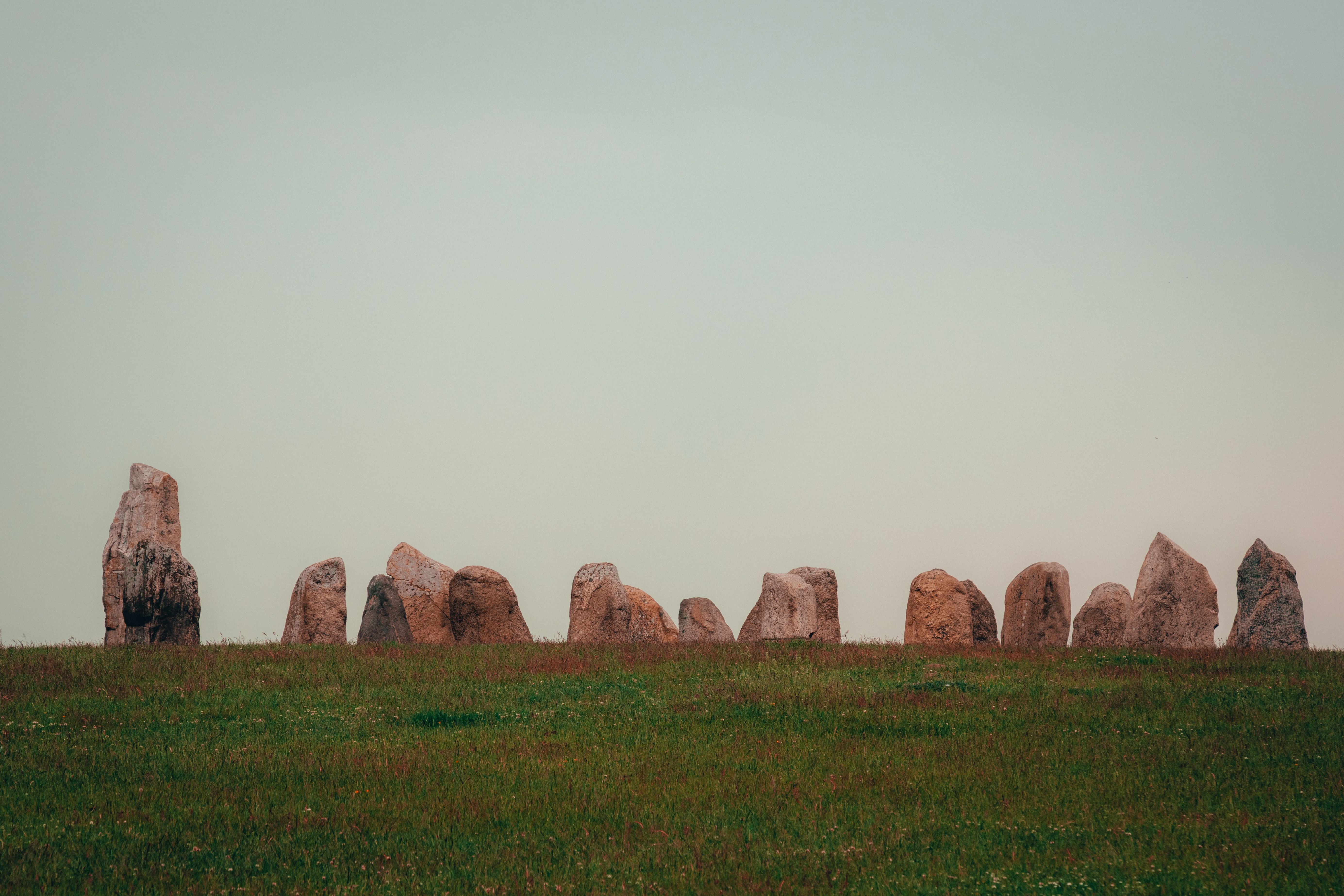 Ancient standing stones in a grassy field
