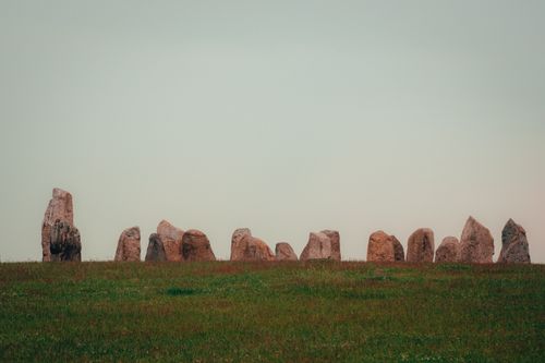 Free Serene landscape of ancient stone circle in Skåne, Sweden, during daytime. Stock Photo