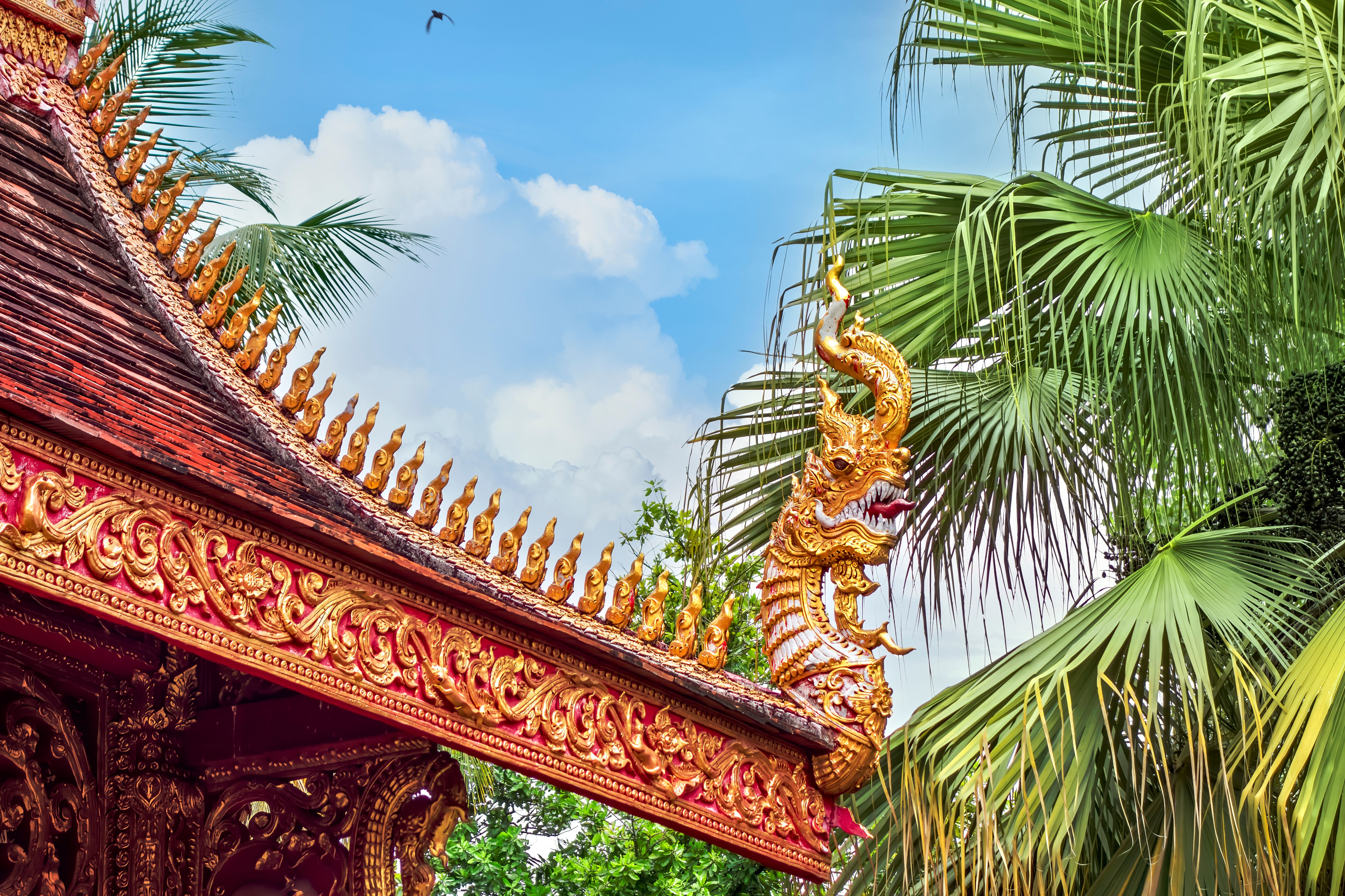 Dragon roof sculpture at Wat Phra That Lampang Luang temple
