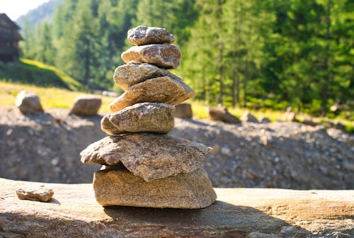 Stack of Stones in the Forest 