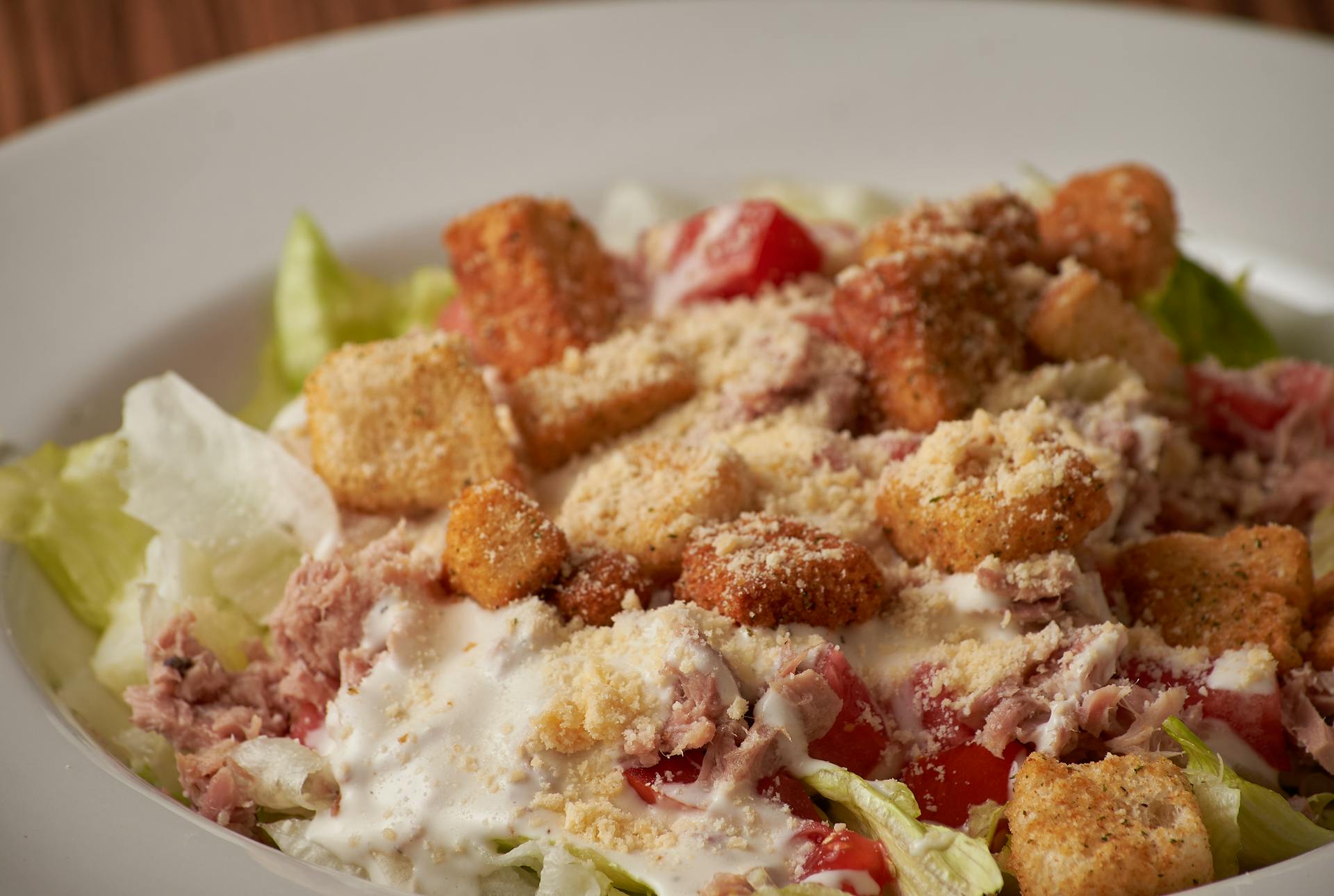 Caesar Salad Served in White Bowl