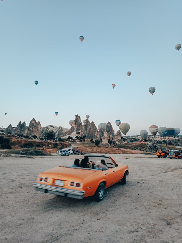 Convertible Car And Balloons In Cappadocia