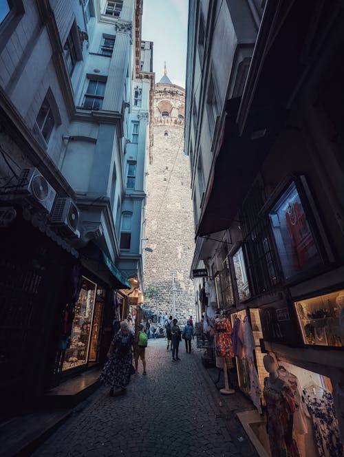 Free stock photo of city street, galata tower, istanbul Stock Photo