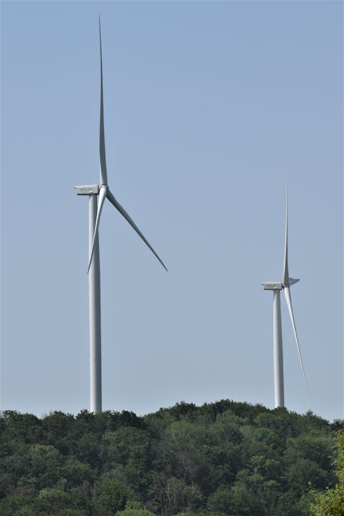 Wind Turbines Under the Blue Sky