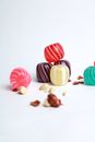 Pink and White Candy on White Surface