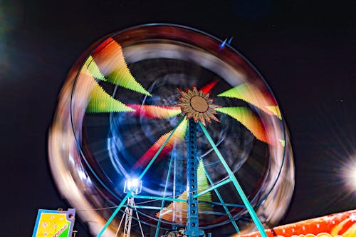 Free Time Lapse Photography of Ferris Wheel during Nighttime Stock Photo