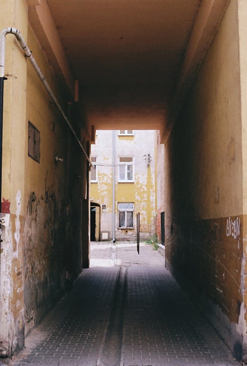 Narrow Alley in Tunnel in Town