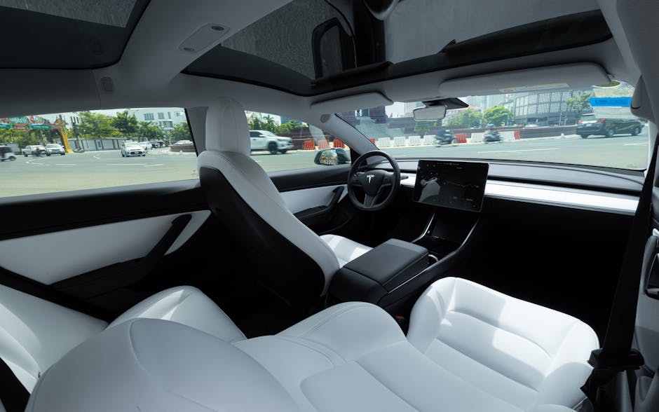 A Black and White Car Interior