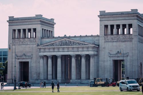 Free Neoclassical Propyläen monument in Munich's Königsplatz, showcasing its architectural significance. Stock Photo