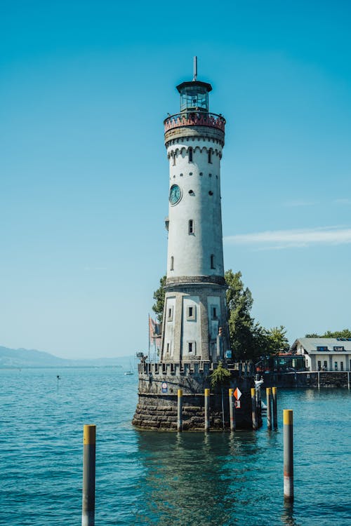 The Lindau Lighthouse Under Blue Sky 