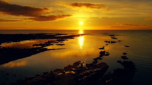 Orange Sunset Over the Sea 