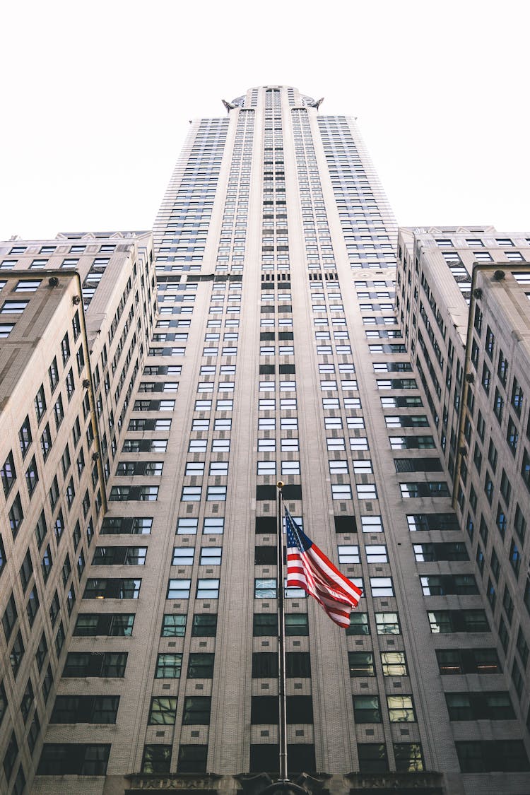 Low Angle Shot Of Chrysler Building Under White Sky