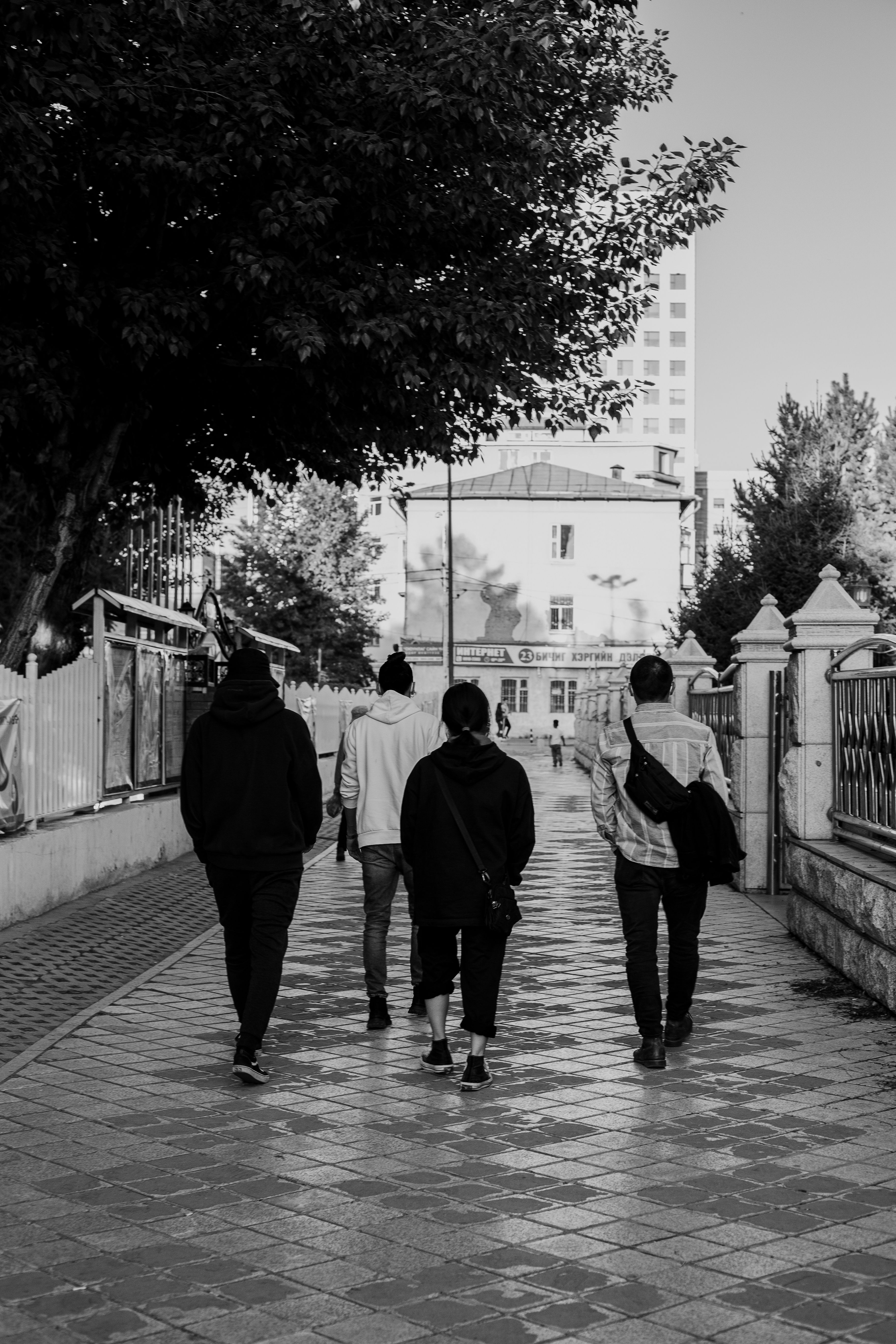 Grayscale Photo of People Walking on the Street · Free Stock Photo