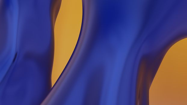 Abstract image of flowing blue and orange shapes creating a dynamic visual effect.