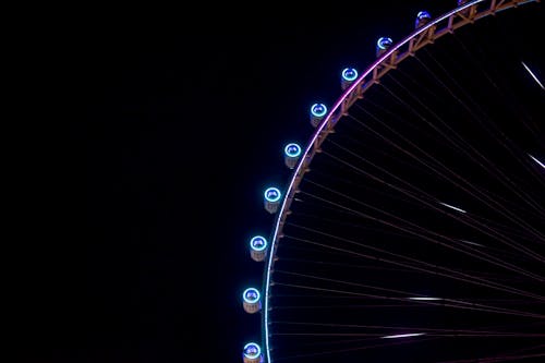 Illuminated Giant Ferris Wheel Under a Black Sky