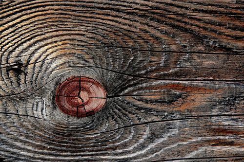 Free Detailed image of a weathered wooden surface highlighting natural patterns and knots. Stock Photo