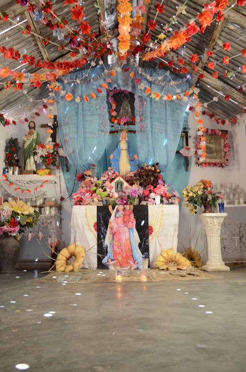Colorful Flowers on an Altar