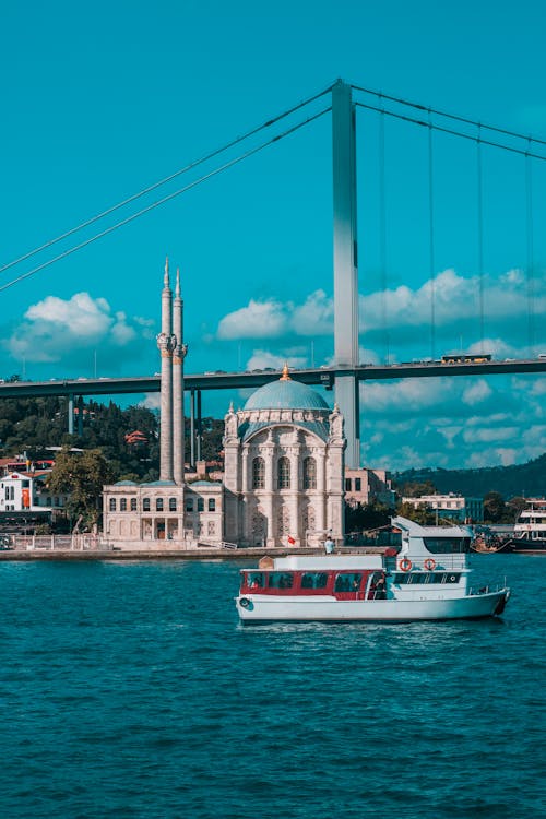 Free Drone Shot of the Ortaköy Mosque Stock Photo