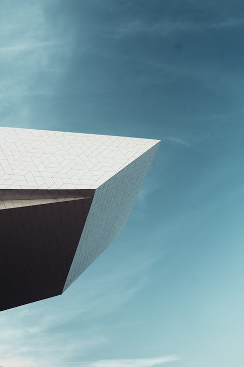Low Angle Shot of the Corner of a Futuristic Eye Film Museum Building in Amsterdam, the Netherlands 