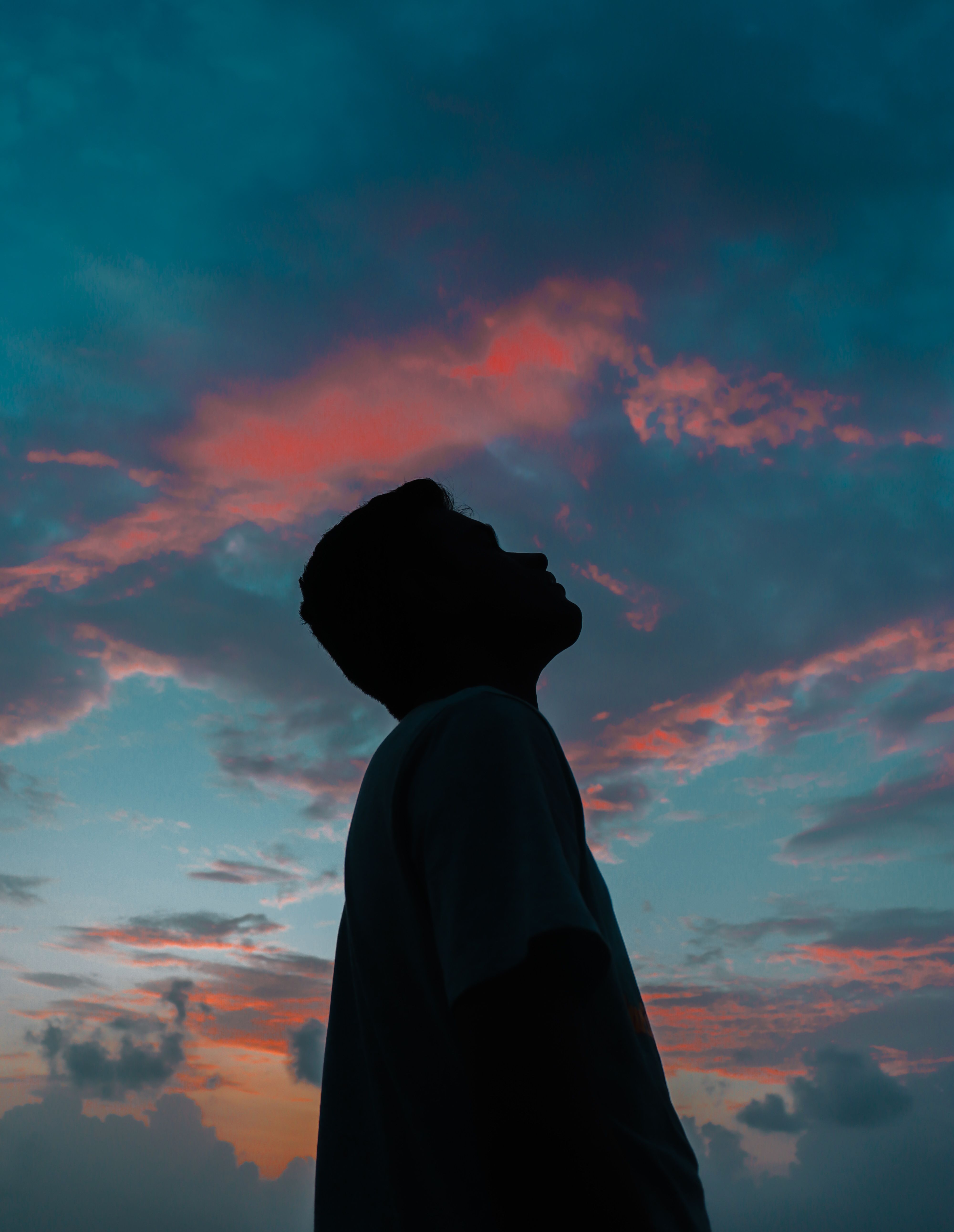 Silhouette of a Man Looking at the Sky · Free Stock Photo