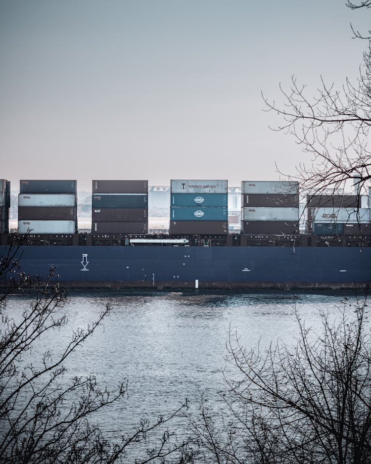 Stacked Cargo Containers In A Port